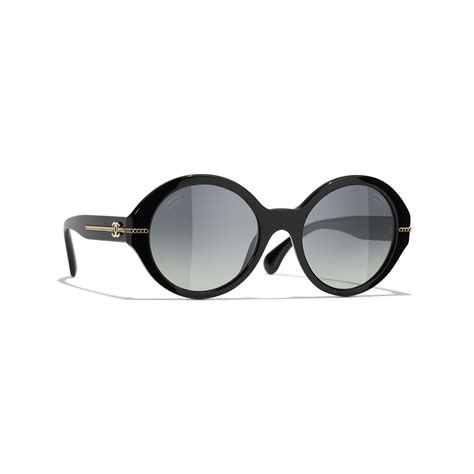 chanel round signature sunglasses black|Chanel round sunglasses price.